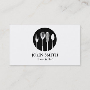 Carte De Visite Chef de restaurant de catering blanc et noir moder