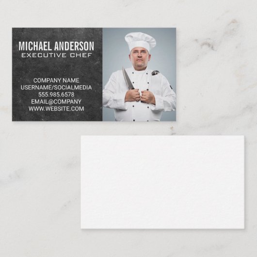 Carte De Visite Chef exécutif | Ajouter une image personnalisée (Devant / Derrière)