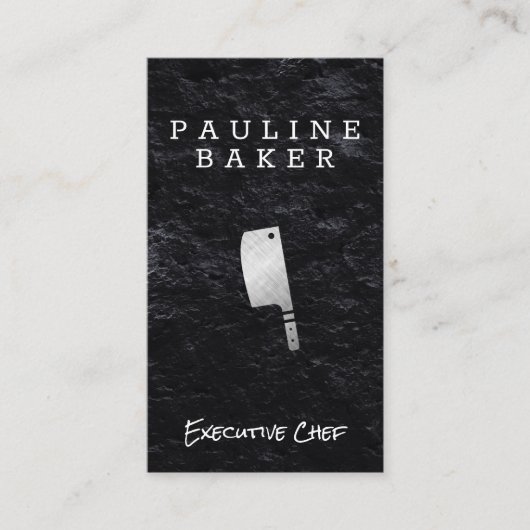 Carte De Visite Chef exécutif | Ardoise | Couteau de Cuisine (Devant)