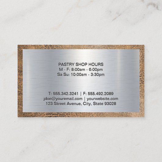 Carte De Visite Chef exécutif | Argent métallique | Bordure en cui (Dos)