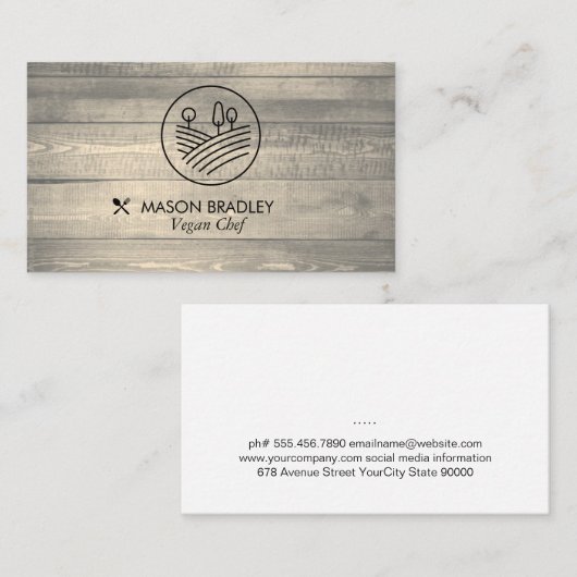 Carte De Visite Chef exécutif | Bois et icônes (Devant / Derrière)