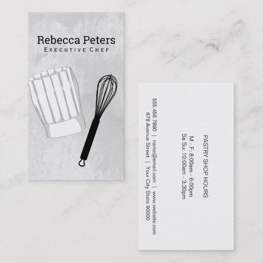 Carte De Visite Chef exécutif | Chef Casquette et Whisk (Devant / Derrière)