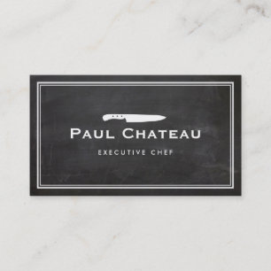 Carte De Visite Chef exécutif cool Knife Blogo Black Chalkboard