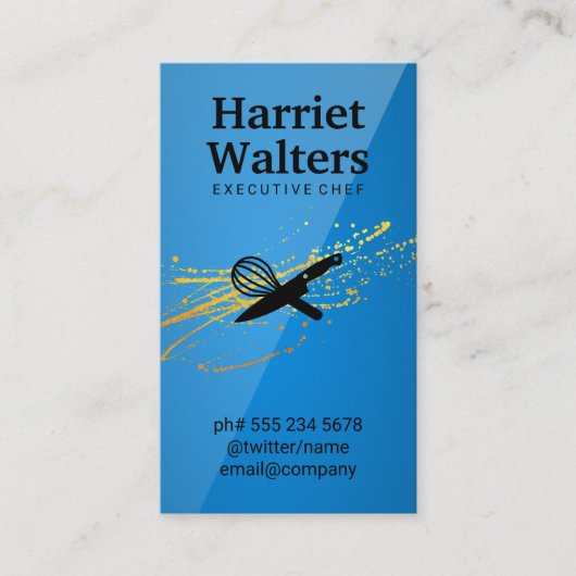 Carte De Visite Chef exécutif Cuisine couteau et Whisk (Devant)