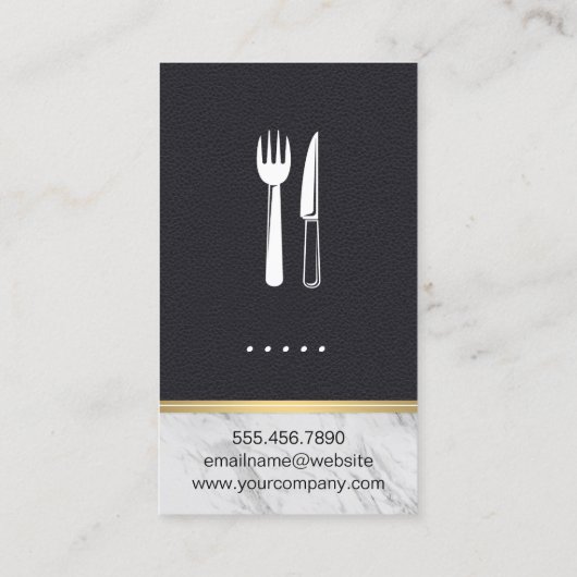 Carte De Visite Chef exécutif Découpe en marbre cuir (Dos)