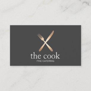 Carte De Visite Chef exécutif Elegant Fork Or & Knife Caterer