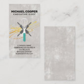 Carte De Visite Chef exécutif | Épingles à rouleaux et Whisk (Devant / Derrière)