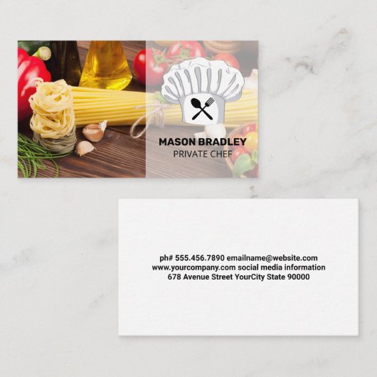 Carte De Visite Chef exécutif Nourriture sur table (Devant / Derrière)