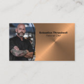 Carte De Visite Chef Faux Brossé Cuivre Photo personnalisée (Devant)