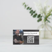 Carte De Visite Chef Faux Cuir Photo personnalisée QR Code (Debout devant)