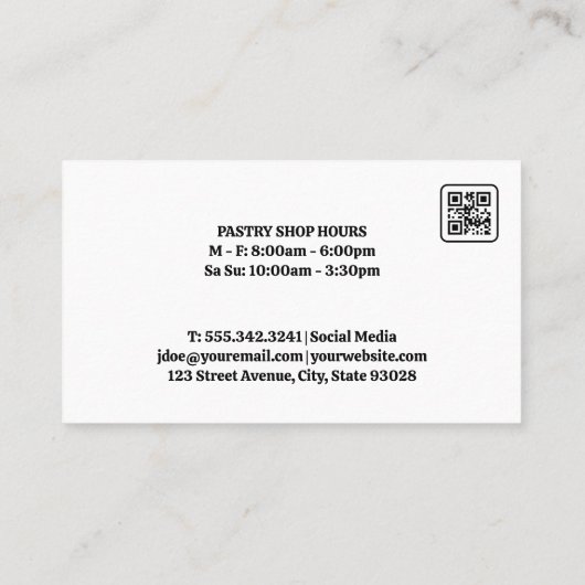 Carte De Visite Chef Hat | Bakery | Pastries (Dos)