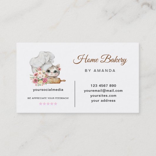Carte De Visite Chef Kitten Bakery  (Dos)