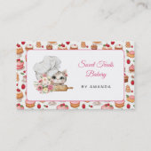Carte De Visite Chef Kitten Bakery Pink (Devant)