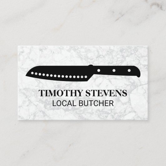 Carte De Visite Chef Knife | ARRIÈRE - PLAN MARBRE BLANC (Devant)