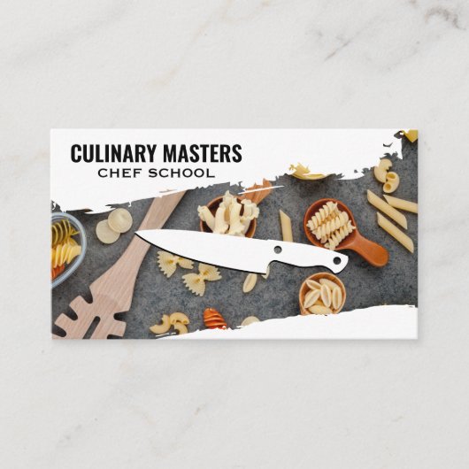 Carte De Visite Chef Knife | Cuillères avec Pastas (Devant)