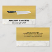 Carte De Visite Chef Knife | Marbre de texture or (Devant / Derrière)