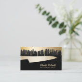 Carte De Visite Chef Knife Restaurant Moderne Noir & Or (Debout devant)