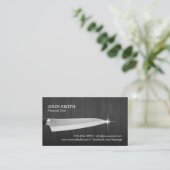 Carte De Visite Chef Knife Restauration Restaurant Elegan Dark Woo (Debout devant)