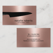 Carte De Visite Chef Knife Rose moderne Or métal (Devant / Derrière)