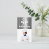 Carte De Visite Chef | Logo culinaire | Arrière - plan métallique (Debout devant)
