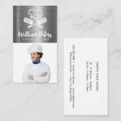 Carte De Visite Chef | Logo culinaire | Arrière - plan métallique (Devant / Derrière)