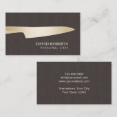 Carte De Visite Chef Modern Gold Knife Professionnel (Devant / Derrière)