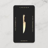 Carte De Visite Chef Monogramme moderne Couteau Noir Or Premium (Devant)