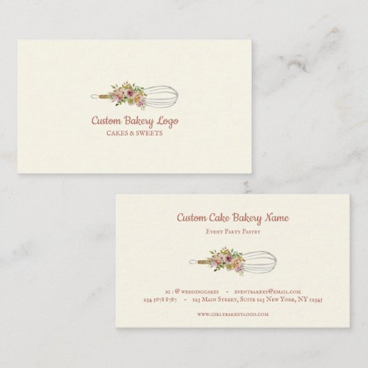 Carte De Visite Chef pâtisserie cuisine Whisk (Devant / Derrière)