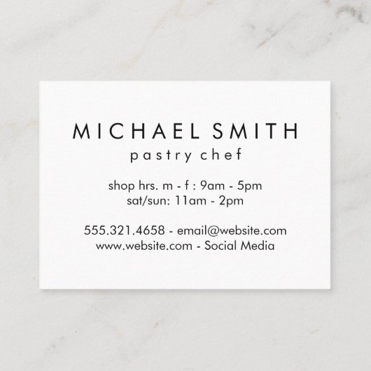 Carte De Visite Chef pâtissier (Dos)