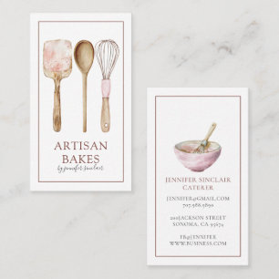 Carte De Visite Chef Pâtissier Aquarelle Ustensiles de Cuisine