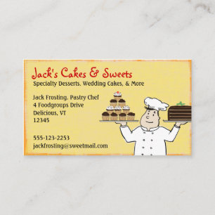 Carte De Visite Chef pâtissier avec gâteaux et cupcakes Fun Bakou