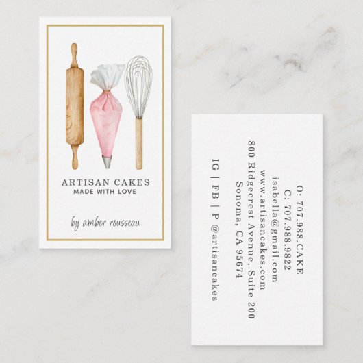 Carte de visite chef pâtissier Baker (Devant / Derrière)