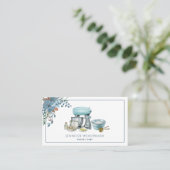 Carte De Visite Chef pâtissier Baker Blue Watercolor (Debout devant)