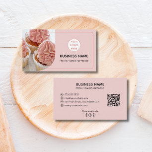 Carte De Visite Chef Pâtissier Boulangerie Logo Photo QR Rose