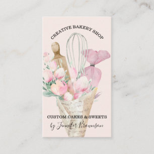Carte De Visite Chef Pâtissier Boulangerie Rose Florale