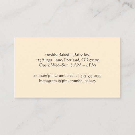 Carte De Visite Chef pâtissier Cookie Baker Biscuit Aquarelle Russ (Dos)