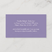 Carte De Visite Chef pâtissier Cupcake Blueberry Purple Aquarelle (Dos)