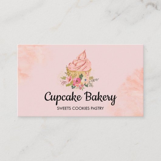 Carte De Visite Chef Pâtissier Cupcake Gâteau rose (Devant)