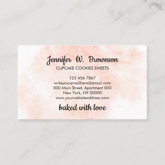 Carte De Visite Chef pâtissier pâtissier Cupcake Cake Baker (Dos)