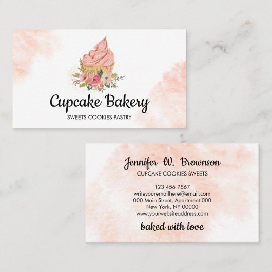 Carte De Visite Chef pâtissier pâtissier Cupcake Cake Baker (Devant / Derrière)