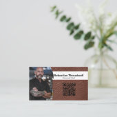 Carte De Visite Chef personnalisé Photo Brown Cuir QR Code (Debout devant)