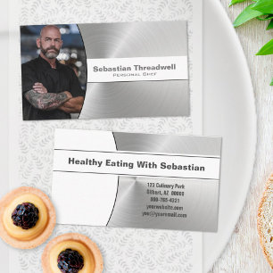 Carte De Visite Chef personnel Acier brossé Photo personnalisée