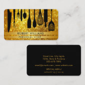 Carte De Visite Chef personnel Black Gold Cuisine Outils    (Devant / Derrière)