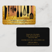 Carte De Visite Chef personnel Black Gold Cuisine Outils    (Devant / Derrière)