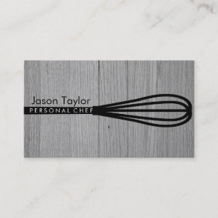Carte De Visite Chef personnel boulangerie Whisk Grey Wood