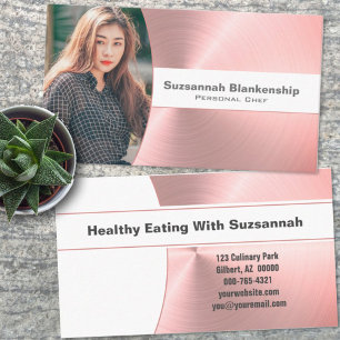 Carte De Visite Chef personnel brossé métal rose photo personnalis