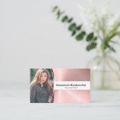 Carte De Visite Chef personnel brossé métal rose photo QR Code (Debout devant)