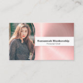 Carte De Visite Chef personnel brossé métal rose photo QR Code (Devant)