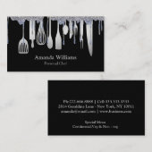 Carte De Visite Chef Personnel Cuisine Cuisine Argent Ustensiles (Devant / Derrière)