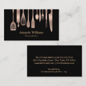 Carte De Visite Chef Personnel Cuisine Cuisine Argent Ustensiles (Devant / Derrière)